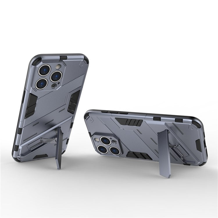 For iPhone 16 Pro Case PC+TPU Shockproof Phone Cover with Kickstand - Dark Blue