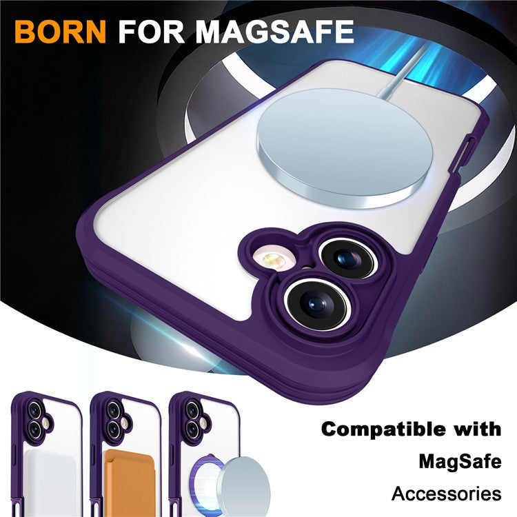 For iPhone 16 Plus Case Skin Touch Solid Color TPU+PC Phone Cover with Magnetic Kickstand - Purple