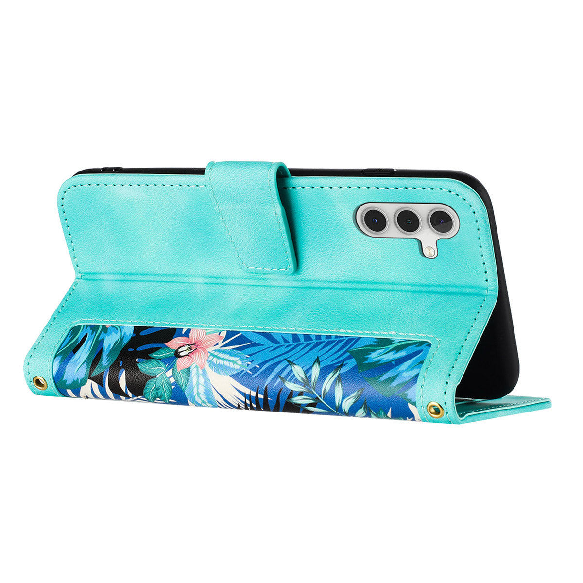 For Samsung Galaxy A16 5G / A16 4G Case PU Leather Floral Phone Cover with Card Slots - Green