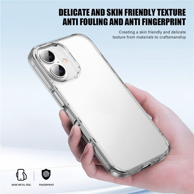 For iPhone 16 Plus Case Shockproof TPU+PC Matte Back Cover - Brown