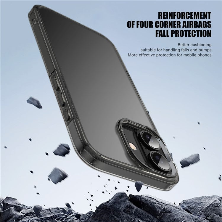 For iPhone 16 Plus Case Shockproof TPU+PC Matte Back Cover - Brown