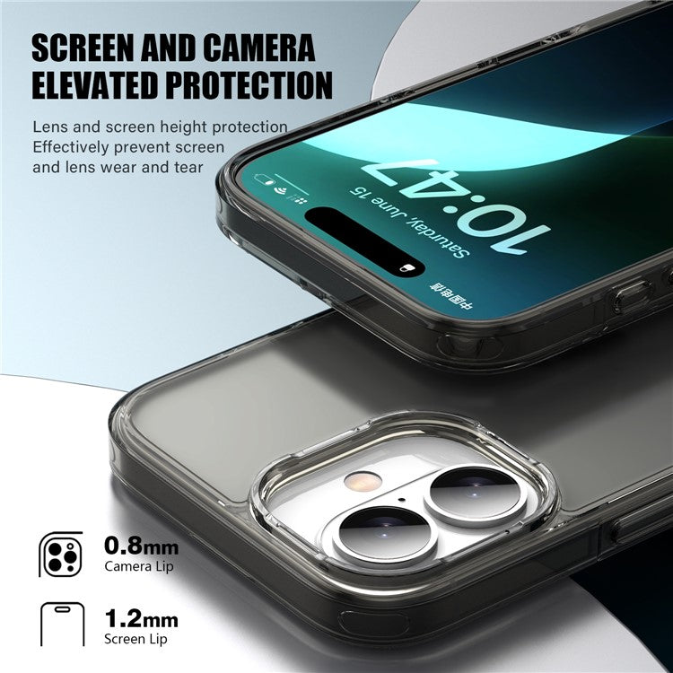 For iPhone 16 Plus Case Shockproof TPU+PC Matte Back Cover - Brown