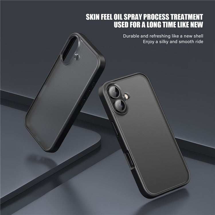 Magic Series for iPhone 16 Case Translucent Matte TPU + PC Phone Cover - Black