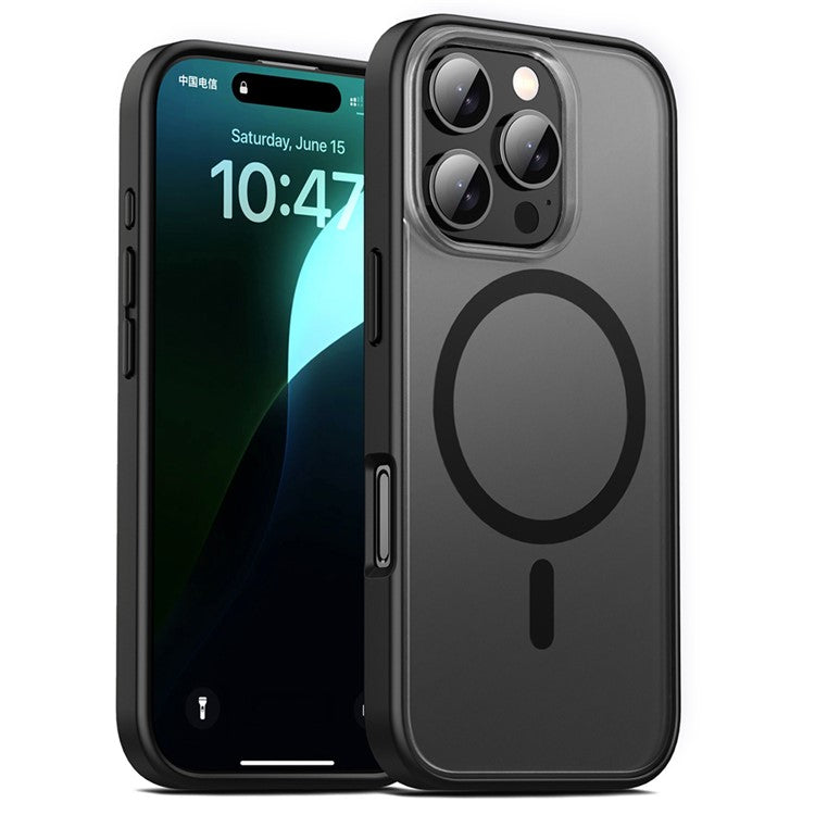 For iPhone 16 Pro Case Matte PC+TPU Phone Cover Compatible with MagSafe - Black