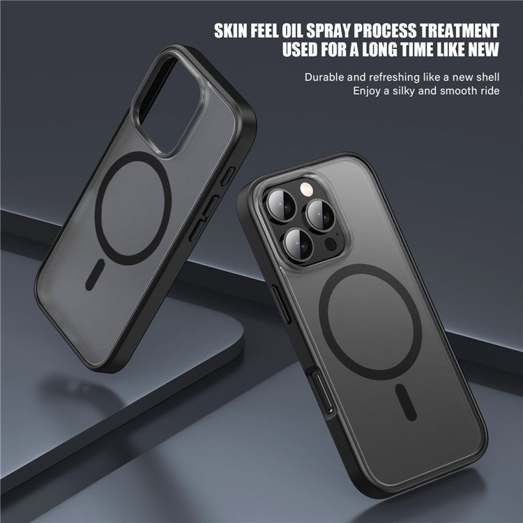 For iPhone 16 Pro Case Matte PC+TPU Phone Cover Compatible with MagSafe - Black