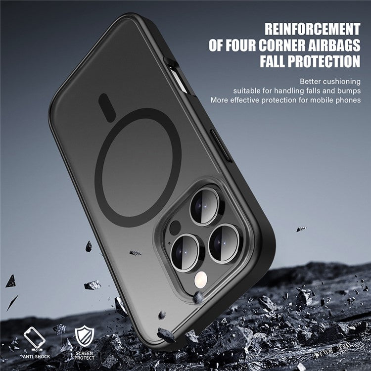 For iPhone 16 Pro Case Matte PC+TPU Phone Cover Compatible with MagSafe - Black