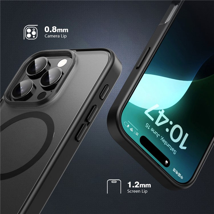 For iPhone 16 Pro Case Matte PC+TPU Phone Cover Compatible with MagSafe - Black