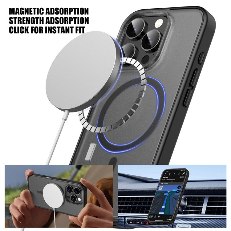 For iPhone 16 Pro Case Matte PC+TPU Phone Cover Compatible with MagSafe - Black