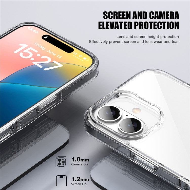 Aurora Series For iPhone 16 Plus Case TPU+PC Crystal Clear Back Cover - Brown