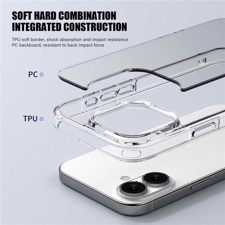 Aurora Series For iPhone 16 Plus Case TPU+PC Crystal Clear Back Cover - Brown