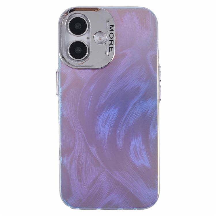For iPhone 16 Plus Case Silicone+PC IMD Laser Texture Matte Phone Cover - AK3
