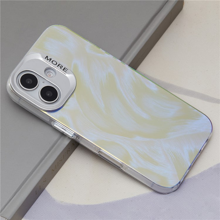 For iPhone 16 Plus Case Silicone+PC IMD Laser Texture Matte Phone Cover - AK3