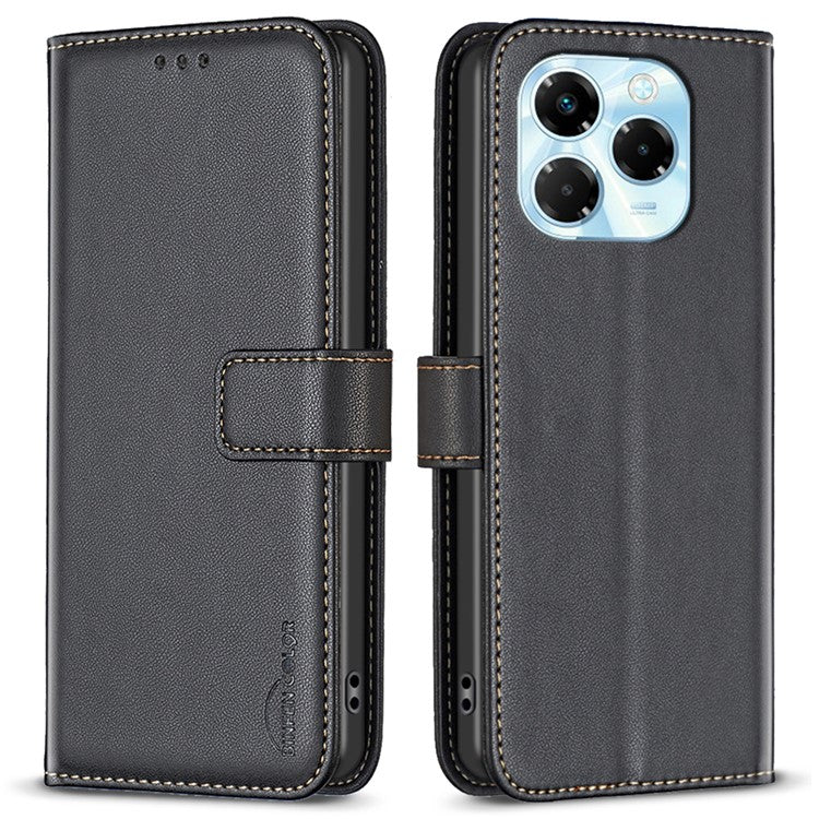 BINFEN COLOR BF17 For Infinix Note 40X 5G Case Wallet Folio Flip Leather Cover - Black