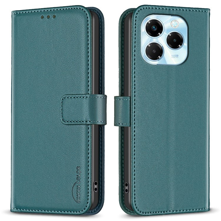 BINFEN COLOR BF17 For Infinix Note 40X 5G Case Wallet Folio Flip Leather Cover - Green
