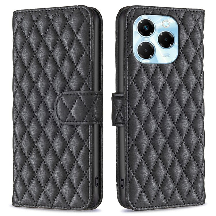 BINFEN COLOR BF Style-14 For Infinix Note 40X 5G Case Rhombus Phone Leather Cover Stand - Black