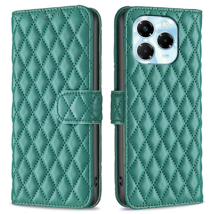 BINFEN COLOR BF Style-14 For Infinix Note 40X 5G Case Rhombus Phone Leather Cover Stand - Green