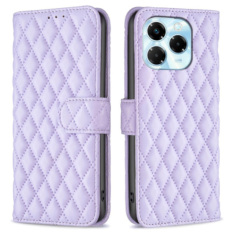 BINFEN COLOR BF Style-14 For Infinix Note 40X 5G Case Rhombus Phone Leather Cover Stand - Purple