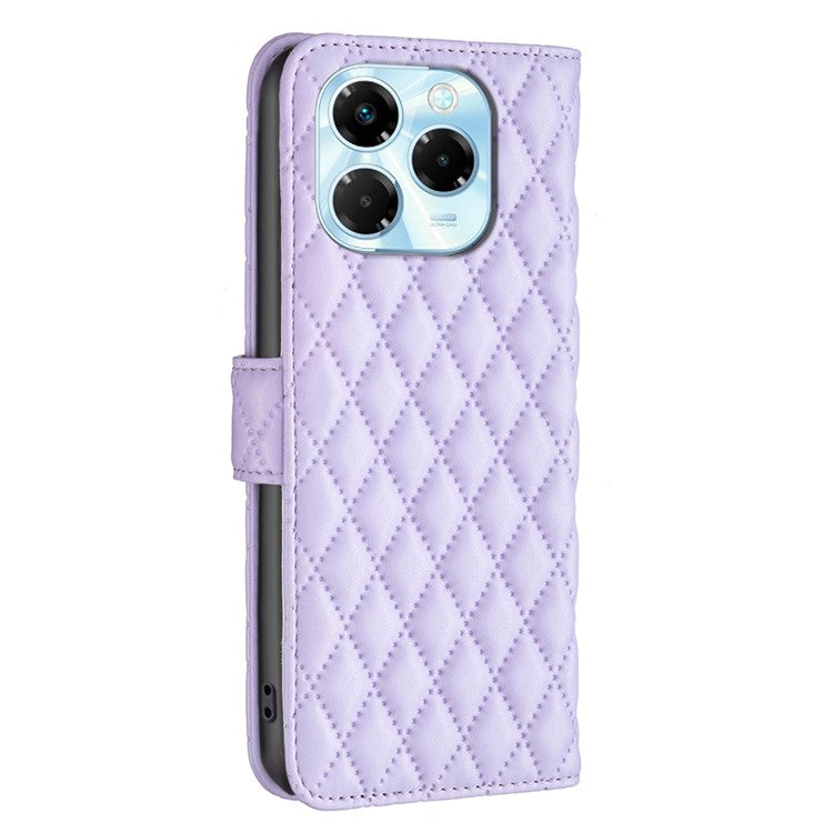 BINFEN COLOR BF Style-14 For Infinix Note 40X 5G Case Rhombus Phone Leather Cover Stand - Purple