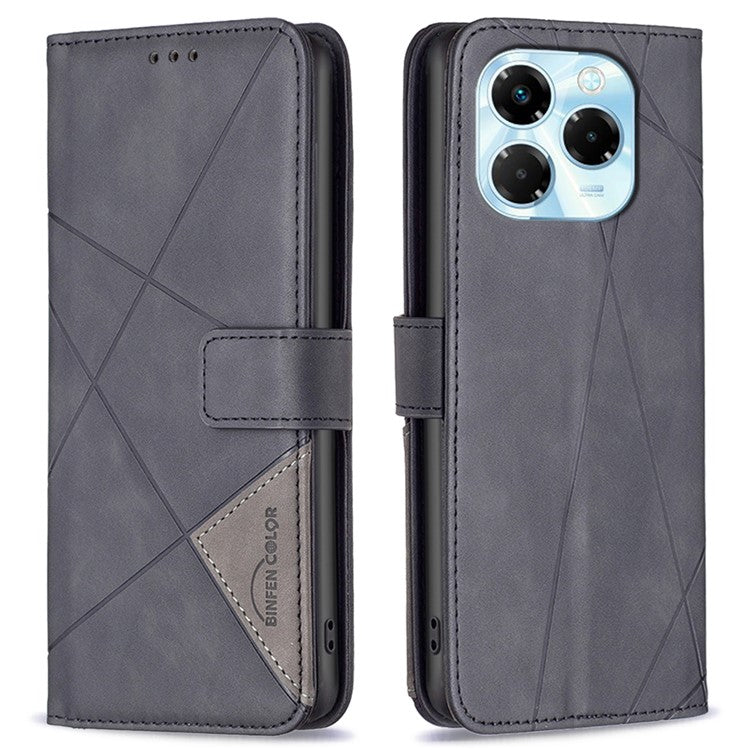 BINFEN COLOR BF05 For Infinix Note 40X 5G Case Leather Phone Cover Wallet Stand - Black