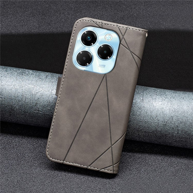 BINFEN COLOR BF05 For Infinix Note 40X 5G Case Leather Phone Cover Wallet Stand - Grey