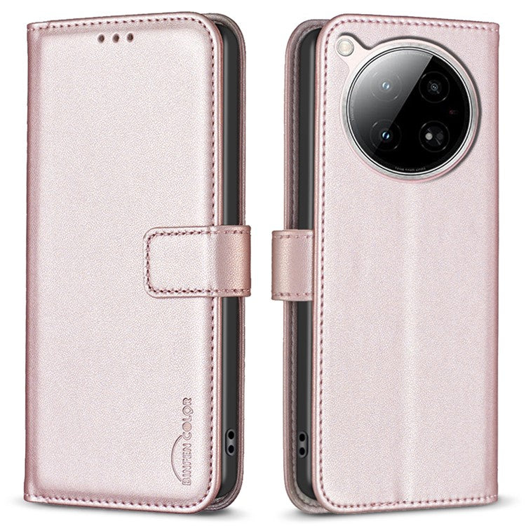 BINFEN COLOR BF17 For Infinix Zero 40 4G Case Wallet Folio Flip Leather Cover - Rose Gold