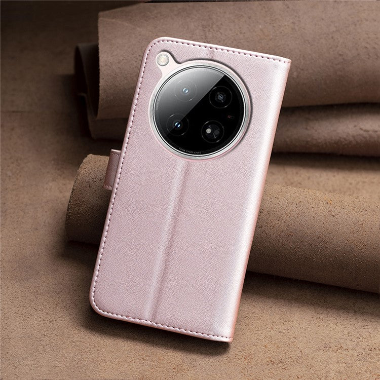 BINFEN COLOR BF17 For Infinix Zero 40 4G Case Wallet Folio Flip Leather Cover - Rose Gold