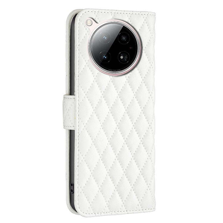 BINFEN COLOR BF Style-14 For Infinix Zero 40 4G Case Rhombus Phone Leather Cover Stand - White