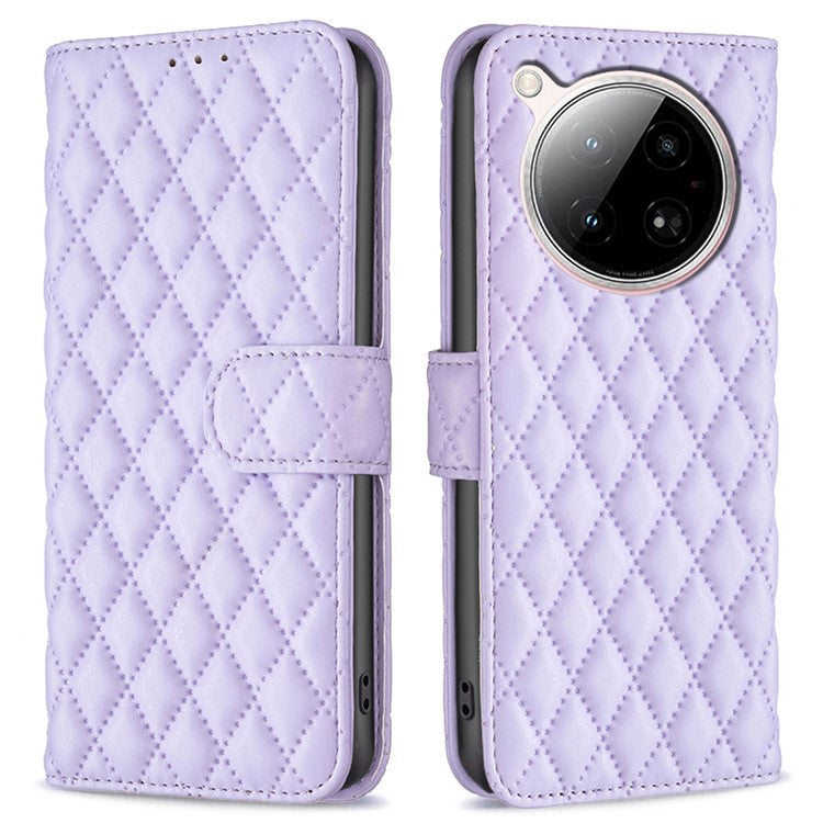 BINFEN COLOR BF Style-14 For Infinix Zero 40 4G Case Rhombus Phone Leather Cover Stand - Purple