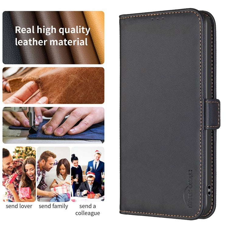 BINFEN COLOR BF31 For Xiaomi Poco C75 4G / Redmi 14R 5G / 14C 4G Case PU Leather Flip Folio Phone Wallet Cover - Black