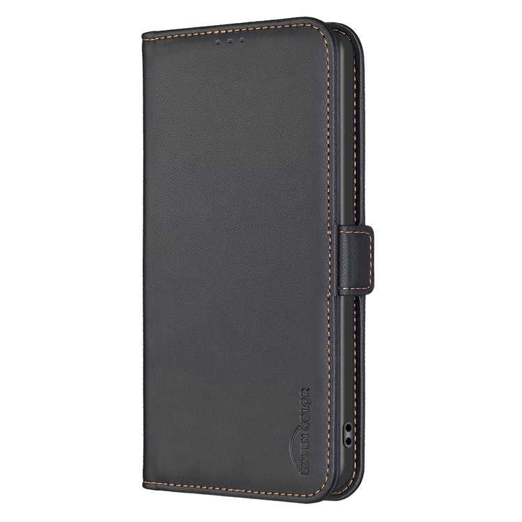 BINFEN COLOR BF31 For Xiaomi Poco C75 4G / Redmi 14R 5G / 14C 4G Case PU Leather Flip Folio Phone Wallet Cover - Black