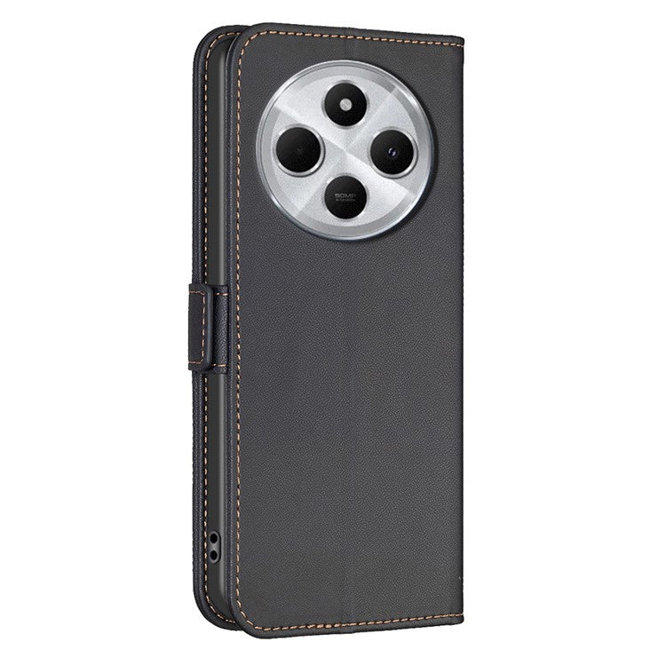 BINFEN COLOR BF31 For Xiaomi Poco C75 4G / Redmi 14R 5G / 14C 4G Case PU Leather Flip Folio Phone Wallet Cover - Black