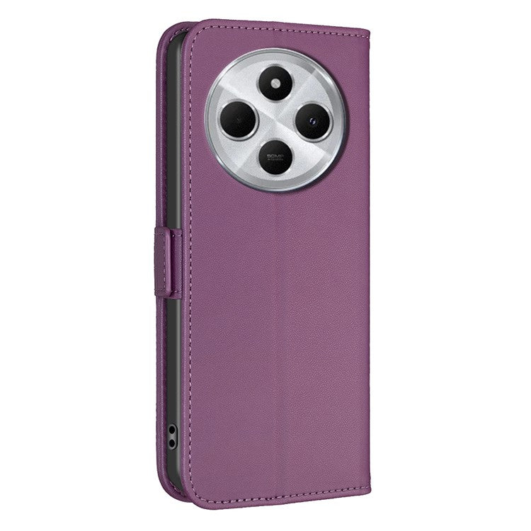 BINFEN COLOR BF31 For Xiaomi Poco C75 4G / Redmi 14R 5G / 14C 4G Case PU Leather Flip Folio Phone Wallet Cover - Dark Purple