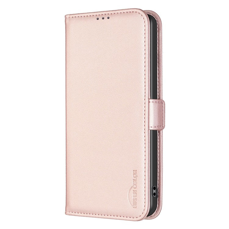 BINFEN COLOR BF31 For Xiaomi Poco C75 4G / Redmi 14R 5G / 14C 4G Case PU Leather Flip Folio Phone Wallet Cover - Pink