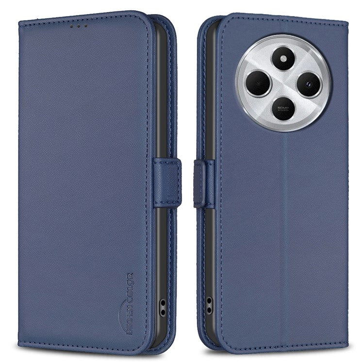 BINFEN COLOR BF31 For Xiaomi Poco C75 4G / Redmi 14R 5G / 14C 4G Case PU Leather Flip Folio Phone Wallet Cover - Blue
