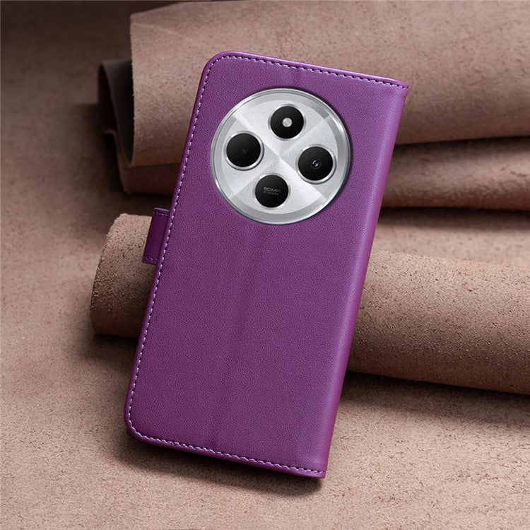 BINFEN COLOR BF17 For Xiaomi Redmi 14C 4G Case Wallet Folio Flip Leather Cover - Dark Purple