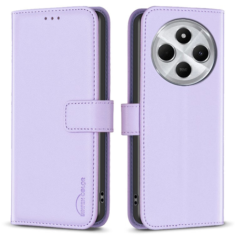 BINFEN COLOR BF17 For Xiaomi Redmi 14C 4G Case Wallet Folio Flip Leather Cover - Purple
