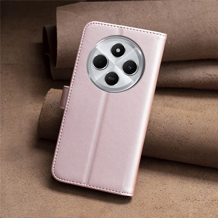 BINFEN COLOR BF17 For Xiaomi Redmi 14C 4G Case Wallet Folio Flip Leather Cover - Rose Gold