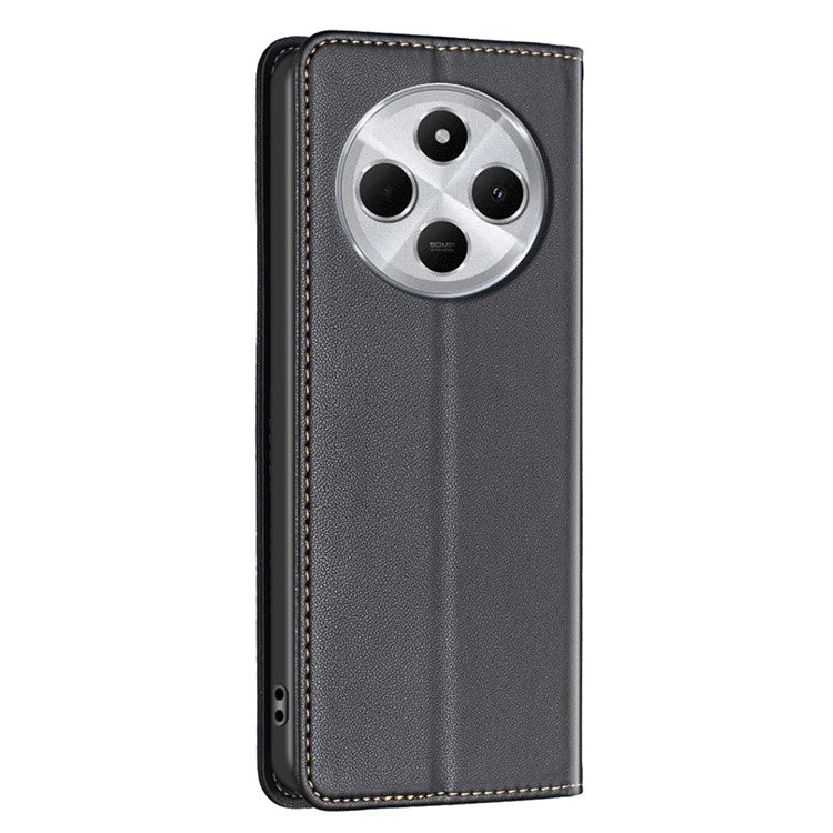 BINFEN COLOR BF18 For Xiaomi Poco C75 4G / Redmi 14R 5G / 14C 4G Case PU Leather Card Holder Phone Cover - Black