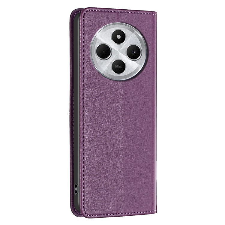 BINFEN COLOR BF18 For Xiaomi Poco C75 4G / Redmi 14R 5G / 14C 4G Case PU Leather Card Holder Phone Cover - Dark Purple