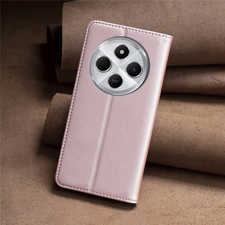 BINFEN COLOR BF18 For Xiaomi Poco C75 4G / Redmi 14R 5G / 14C 4G Case PU Leather Card Holder Phone Cover - Rose Gold
