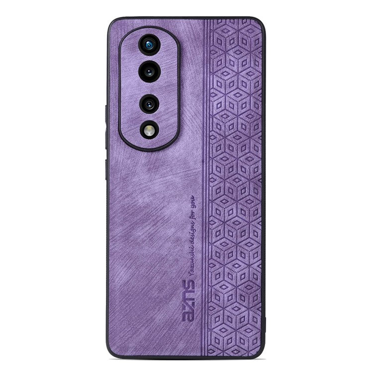 AZNS Anti-scratch Slim Cell Phone Case for Honor 70 5G, Imprinted Pattern PU Leather Coated TPU Back Cover - Purple