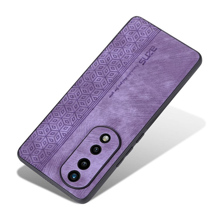 AZNS Anti-scratch Slim Cell Phone Case for Honor 70 5G, Imprinted Pattern PU Leather Coated TPU Back Cover - Purple