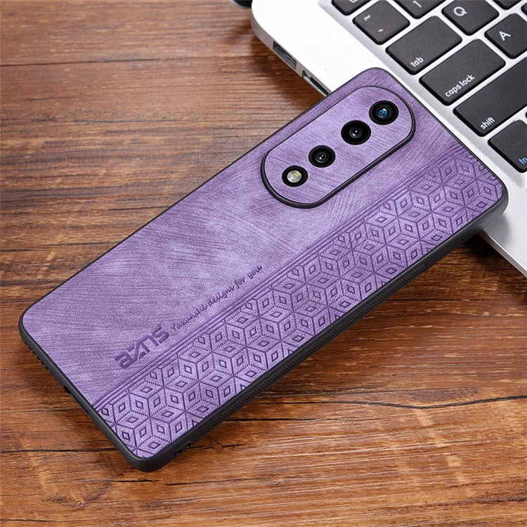 AZNS Anti-scratch Slim Cell Phone Case for Honor 70 5G, Imprinted Pattern PU Leather Coated TPU Back Cover - Purple