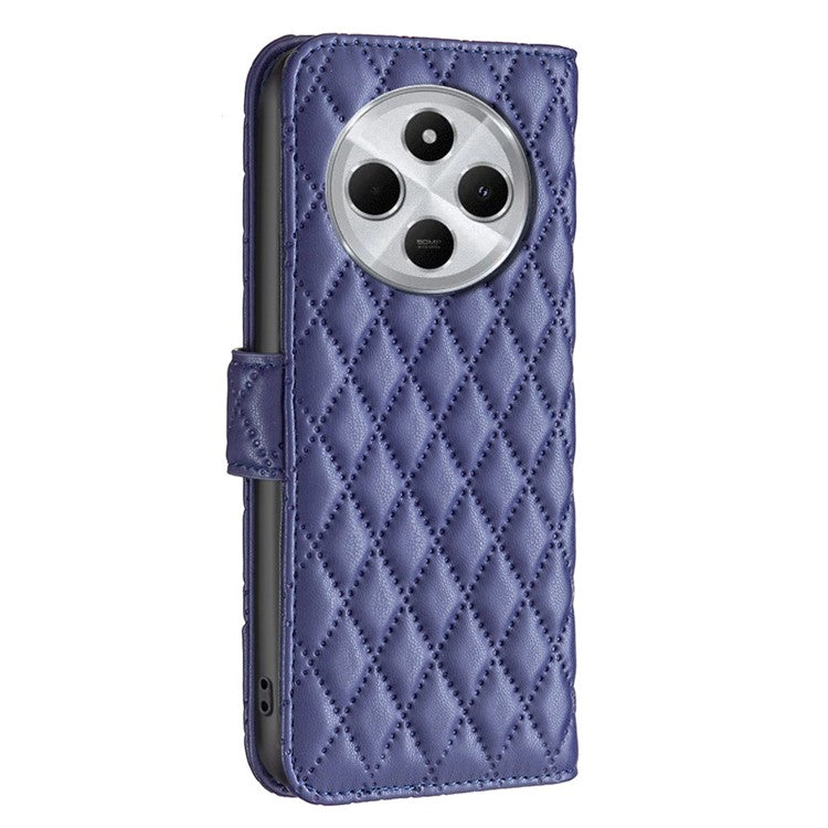 BINFEN COLOR BF Style-14 For Xiaomi Redmi 14C 4G Case Rhombus Phone Leather Cover Stand - Blue