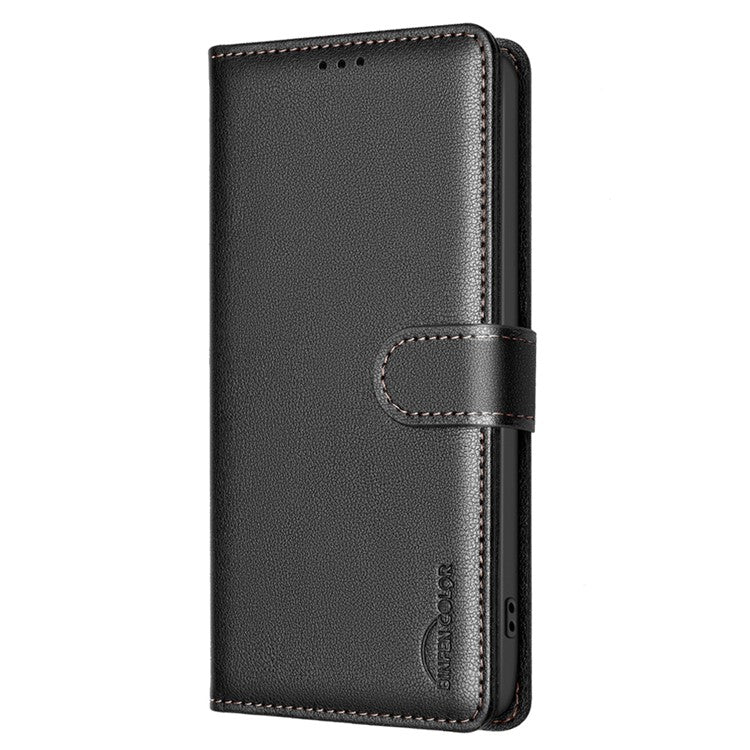 BINFEN COLOR BF32 For Xiaomi Poco C75 4G / Redmi 14R 5G / 14C 4G Leather Case Wallet RFID Blocking Phone Cover - Black