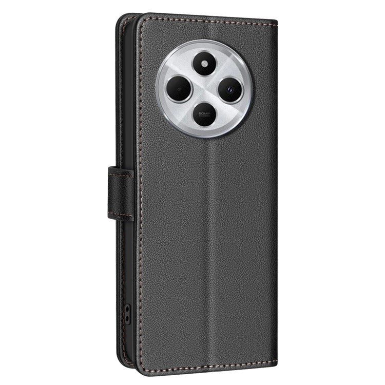 BINFEN COLOR BF32 For Xiaomi Poco C75 4G / Redmi 14R 5G / 14C 4G Leather Case Wallet RFID Blocking Phone Cover - Black