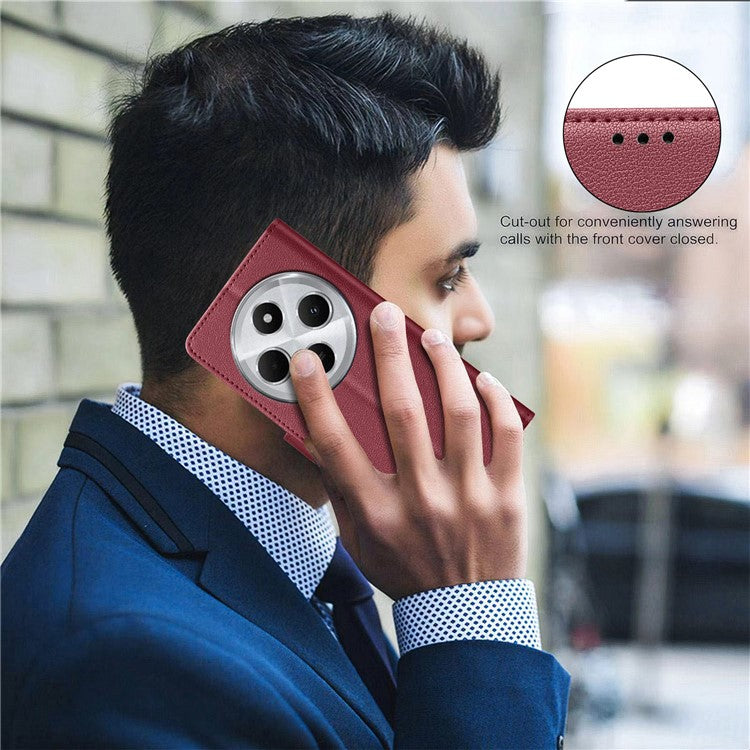 BINFEN COLOR BF32 For Xiaomi Poco C75 4G / Redmi 14R 5G / 14C 4G Leather Case Wallet RFID Blocking Phone Cover - Red