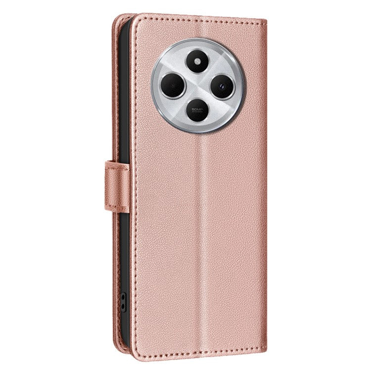 BINFEN COLOR BF32 For Xiaomi Poco C75 4G / Redmi 14R 5G / 14C 4G Leather Case Wallet RFID Blocking Phone Cover - Rose Gold