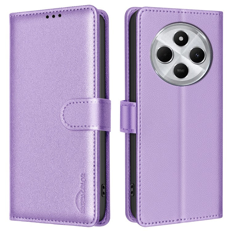 BINFEN COLOR BF32 For Xiaomi Poco C75 4G / Redmi 14R 5G / 14C 4G Leather Case Wallet RFID Blocking Phone Cover - Purple