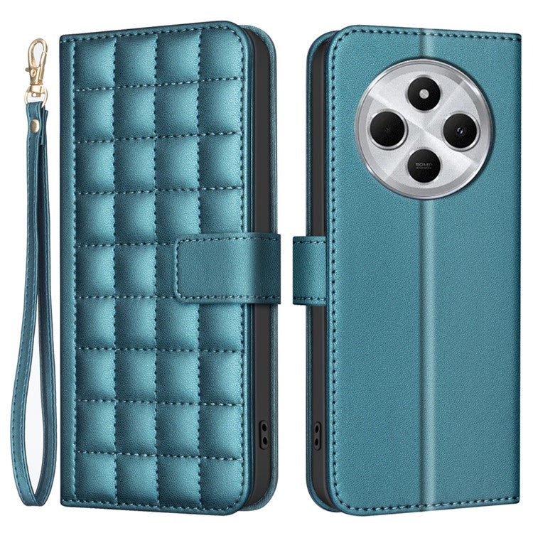 BINFEN COLOR BF34 for Xiaomi Redmi 14C 4G Leather Case Wallet Square Grid Phone Cover - Green